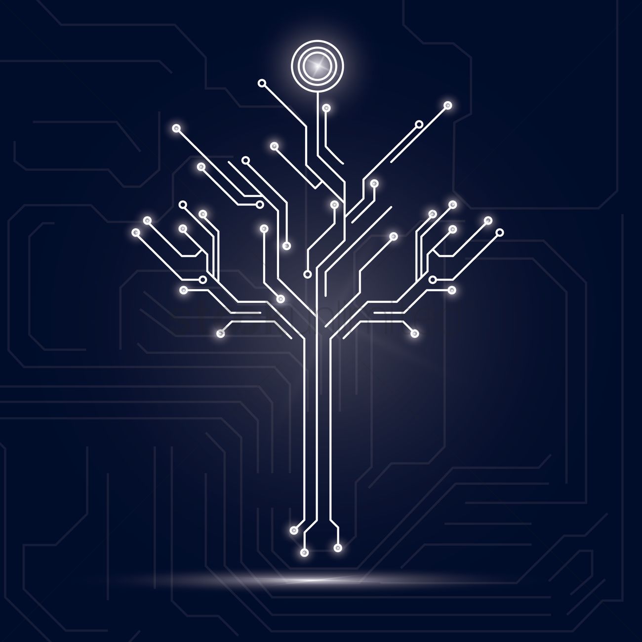 1300x1300 Tree Design On Circuit Board Background Vector Image