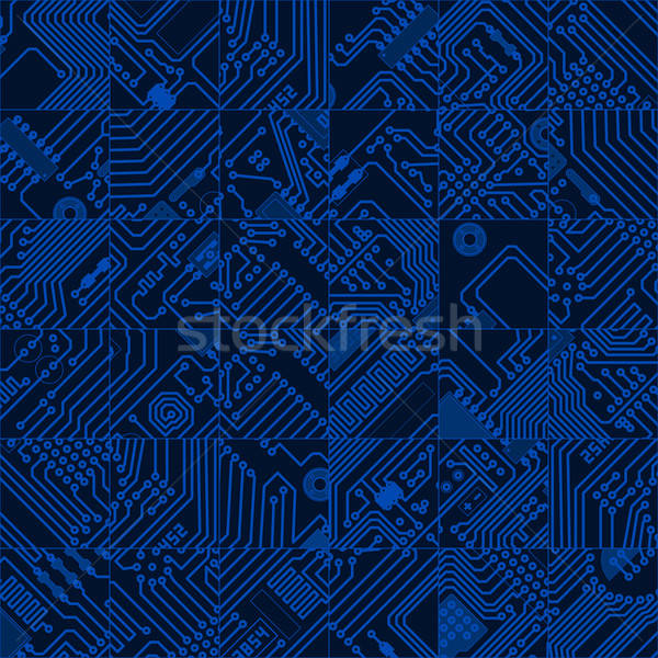600x600 Computer Circuit Board Dark Blue Pattern
