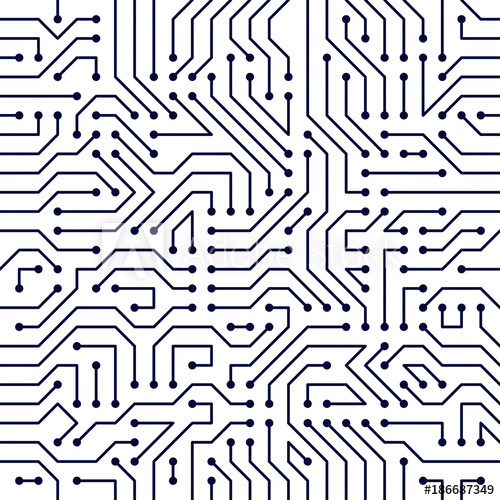 500x500 Motherboard Board Seamless Pattern, Vector Background Circuit