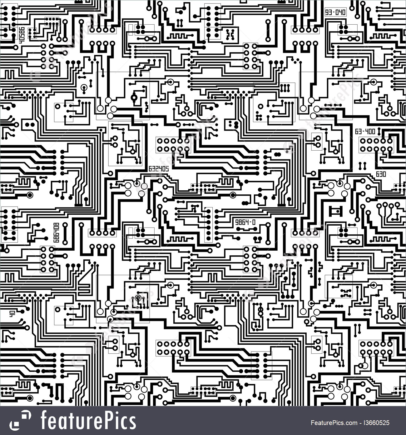 1300x1392 Technology Circuit Board Vector Seamless Technological Pattern