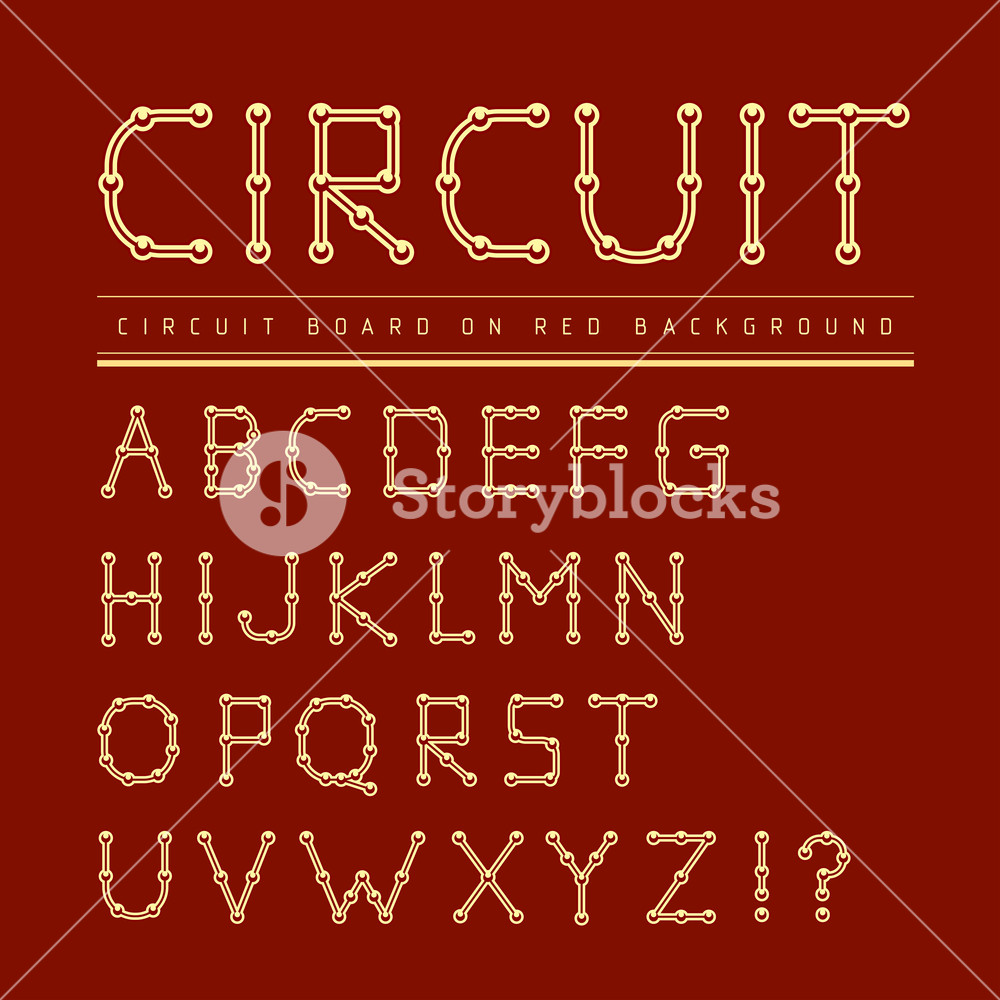 Font Stylized Track Electronic Circuit Board Vector Illustration 1000x1000 Font Stylized Track Electronic Circuit Board Vector Illustration