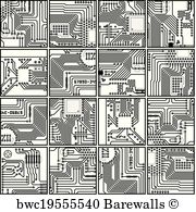 Circuit Board Vector Computer Seamless Pattern, Art Print 180x195 Circuit Board Vector Computer Seamless Pattern, Art Print
