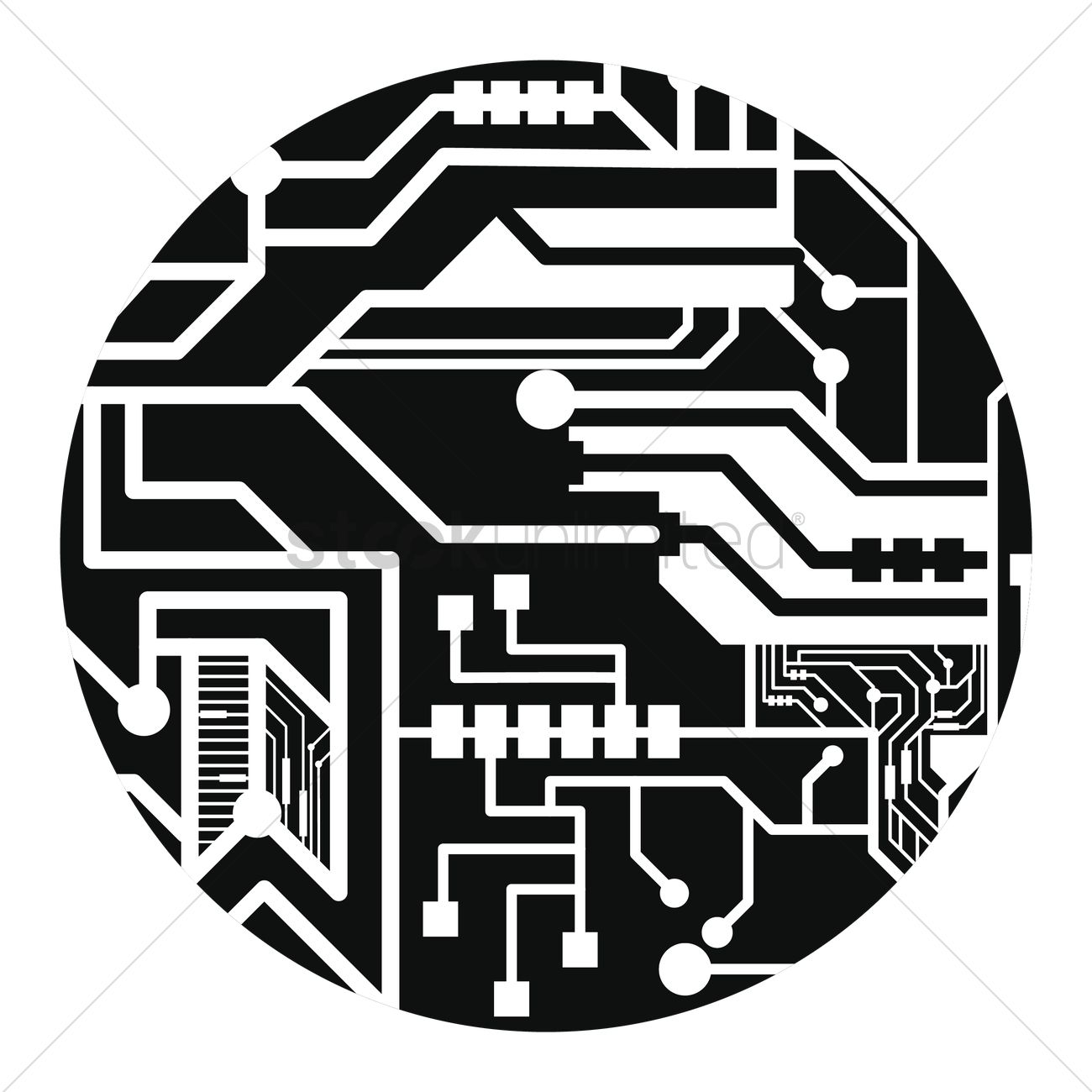 Circular Shape Circuit Vector Image 1300x1300 Circular Shape Circuit Vector Image