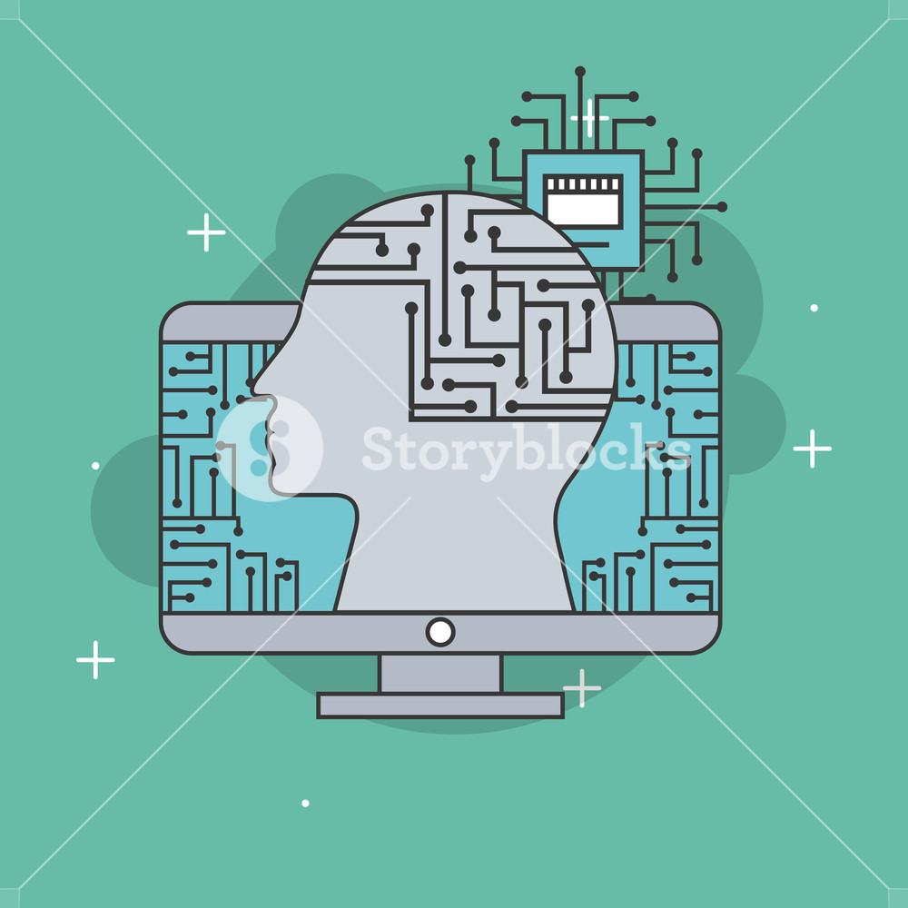 Artificial Intelligence Profile Head Brain Board Circuit Vector 1000x1000 Artificial Intelligence Profile Head Brain Board Circuit Vector