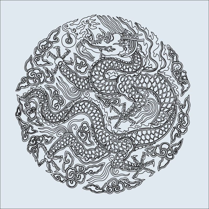 800x800 Golden Dragon Chinese Classical Circular Pattern