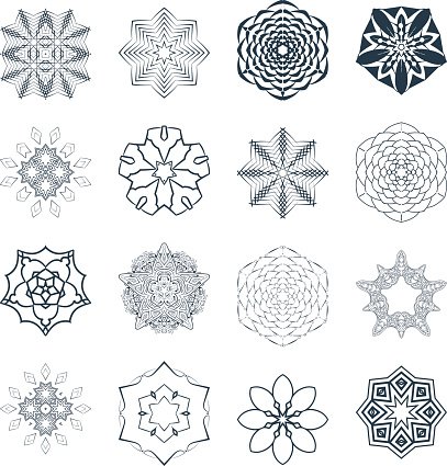 407x425 Vector Set Of Abstract Floral And Circular Japanese Stock Vectors