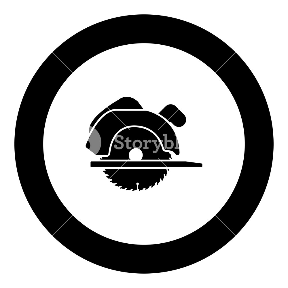 1000x1000 Manual Circular Saw Icon Black Color In Round Circle Vector