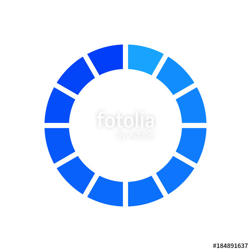 500x500 Icono Plano Circulo Cuenta Atras Azul En Fondo Blanco Stock Image