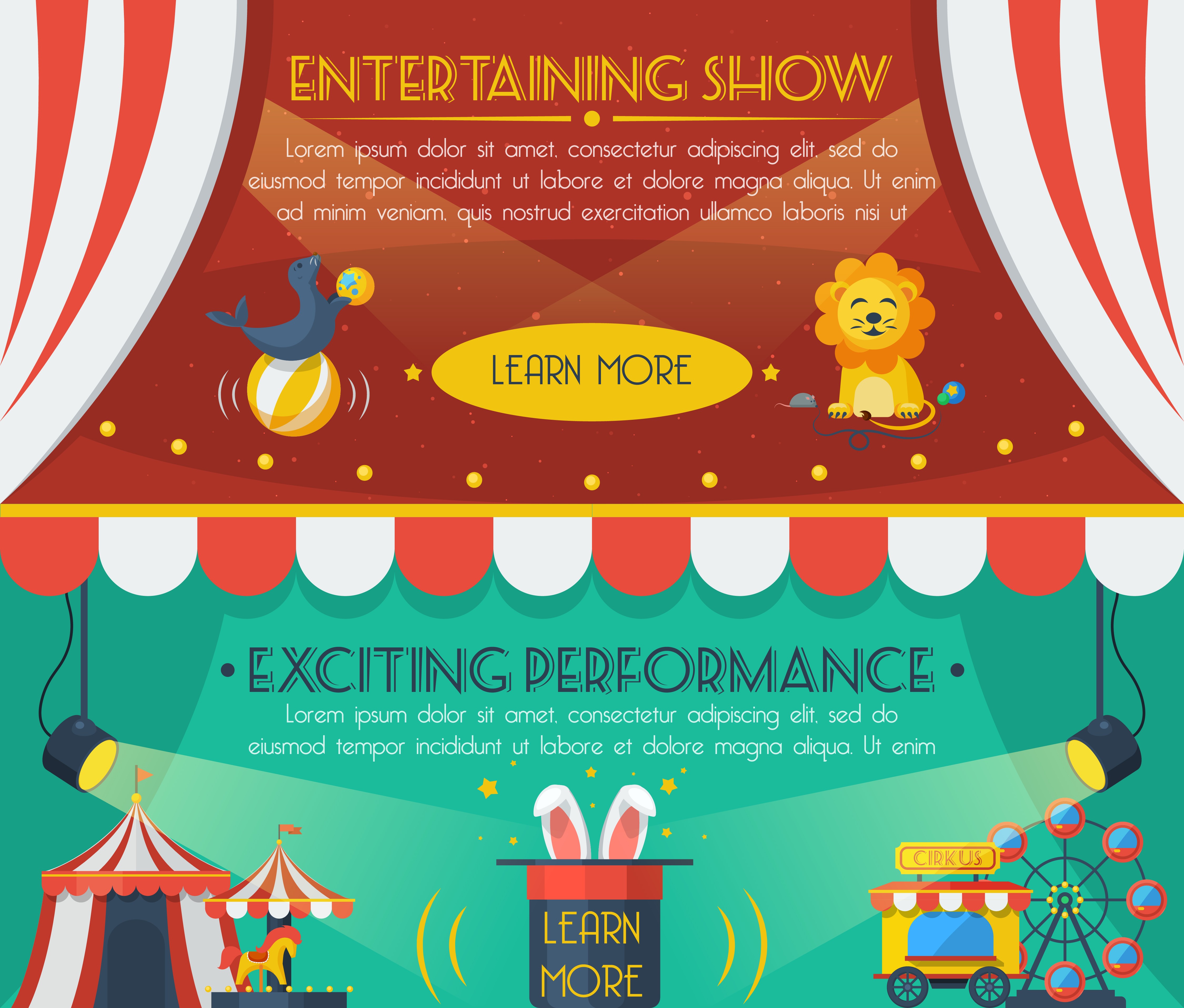 4500x3830 Circus Tent Clip Art Vector Lu Ury Circus Banner Set Download Free