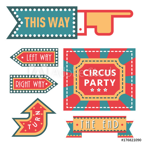 500x500 Circus Vintage Signboard Labels Banner Vector Illustration