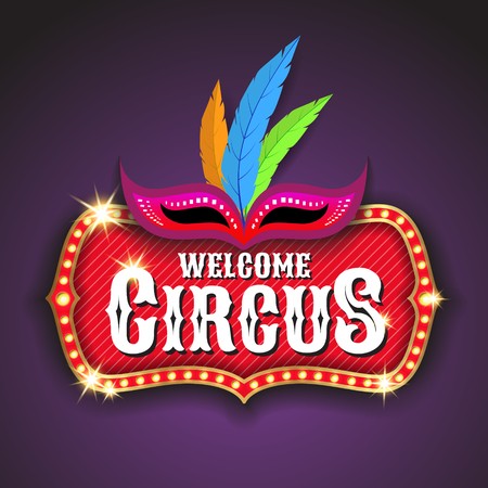 450x450 Circus Banner Background Design With Light Bulbs Frame Vector