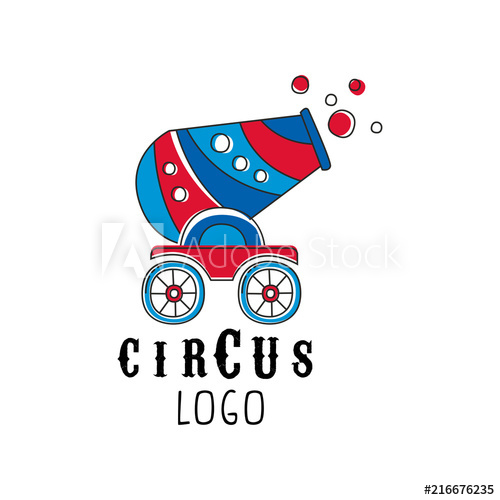 500x500 Circus Logo Design, Emblem With Cannon For Amusement Park