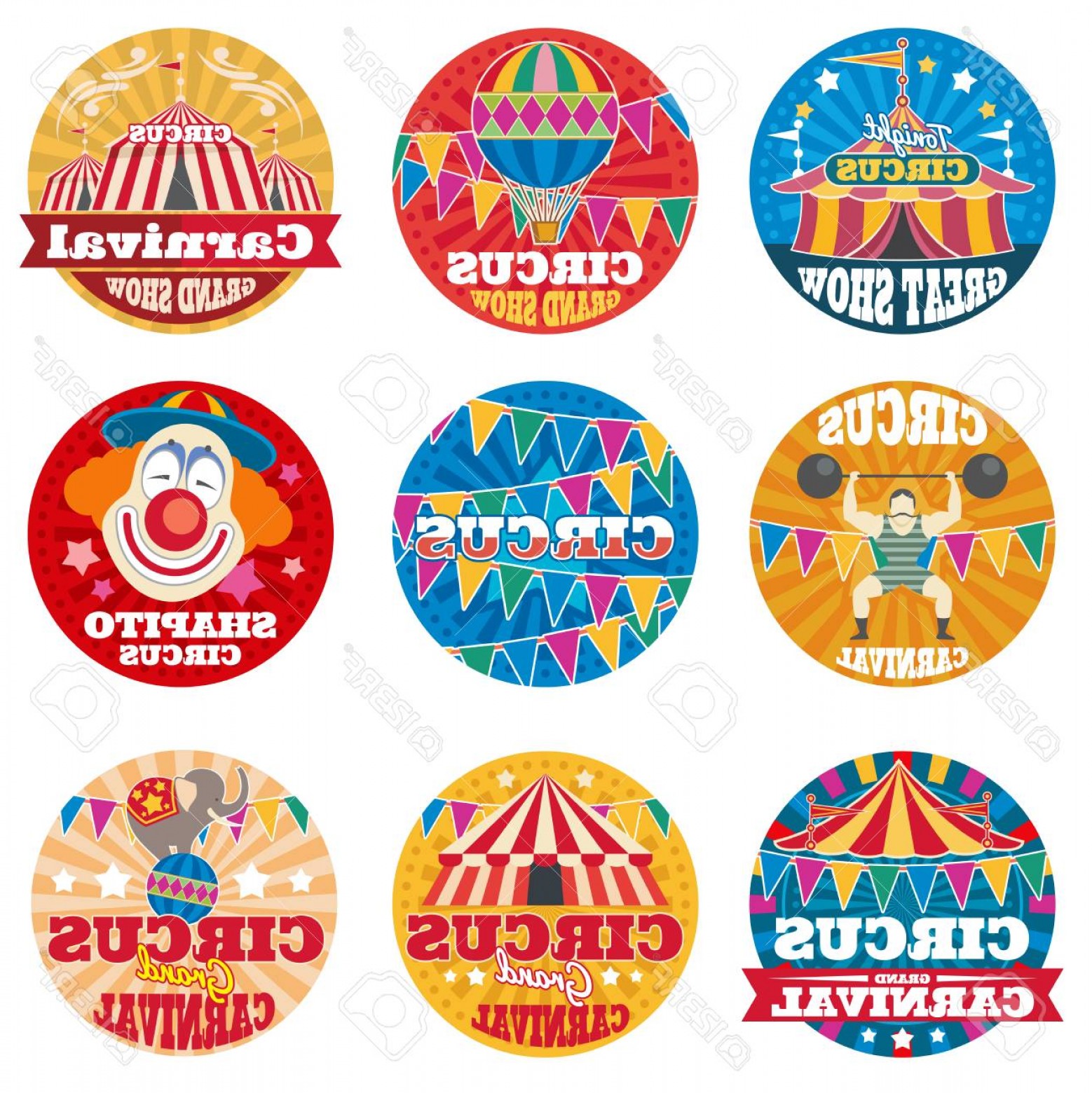 1558x1560 Photostock Vector Circus Vintage Vector Labels And Emblems Circus