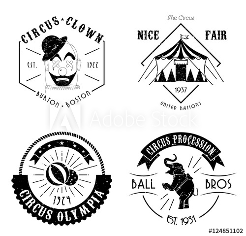 500x479 Vector Vintage Circus Logos Set