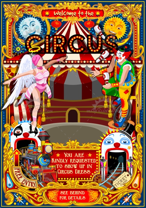 483x690 Carnival Circus Theme Park Poster Tent Invite Vector Illustratio
