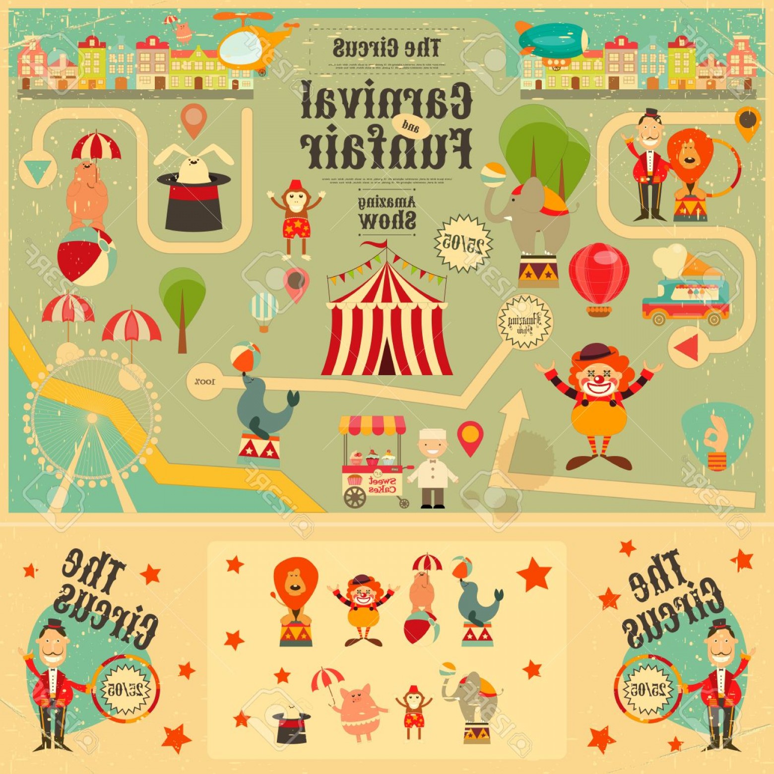 1560x1560 Photostock Vector Circus Funfair And Carnival Poster In Vintage