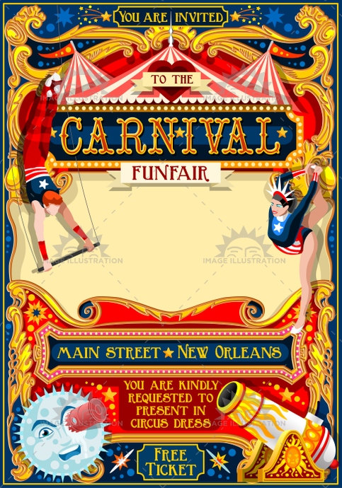 483x690 Circus Carnival Illustration Vintage Vector