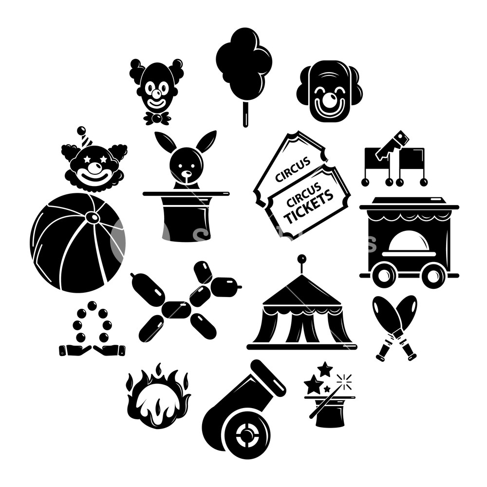1000x1000 Circus Icons Set Simple Illustration Of Circus Vector Icons