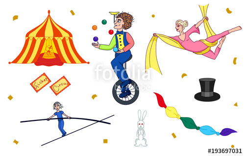 500x320 Set Of Circus Icon Silhouette Vector Illustration Stock Image