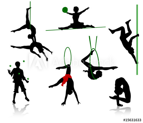 500x429 Silhouettes Of Circus Performers Acrobats And Jugglers
