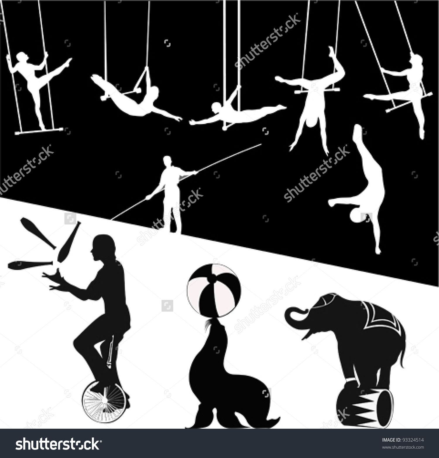 1500x1563 Circus Silhouettes Circus Silhouette Vector Vector Silhouettes