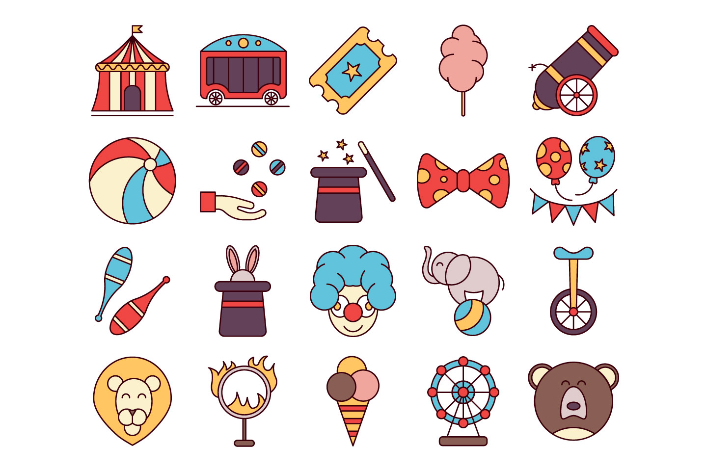 1440x960 Circus Vector Free Icon Set