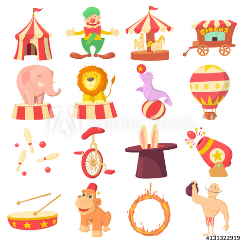 500x500 Circus Icons Set Cartoon Illustration Of Circus Vector Icons