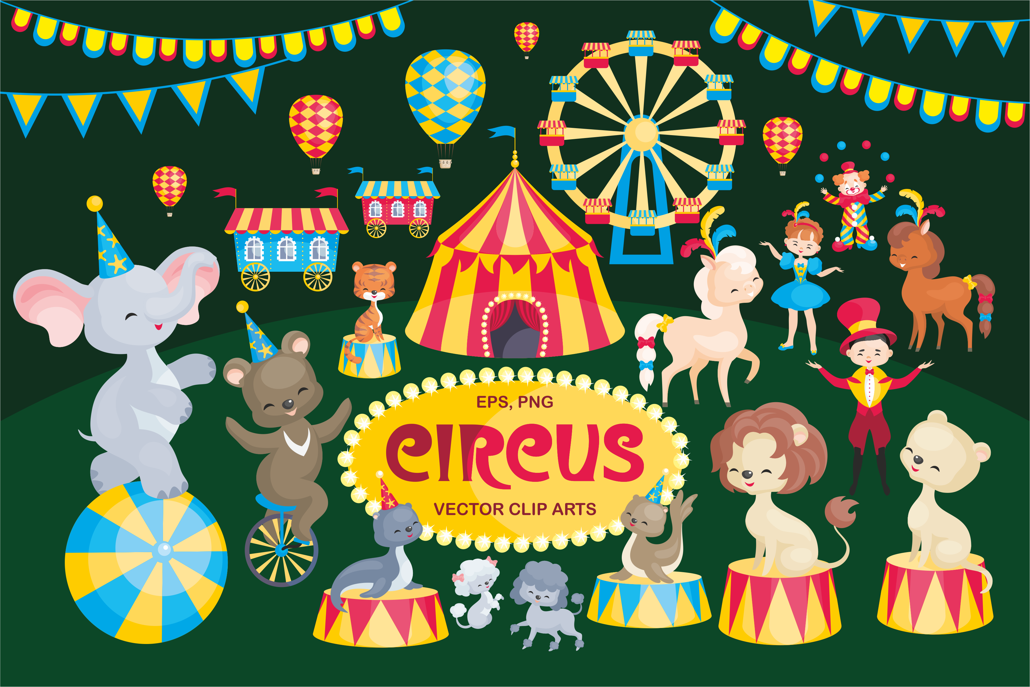 3545x2364 Circus Vector Clip Arts
