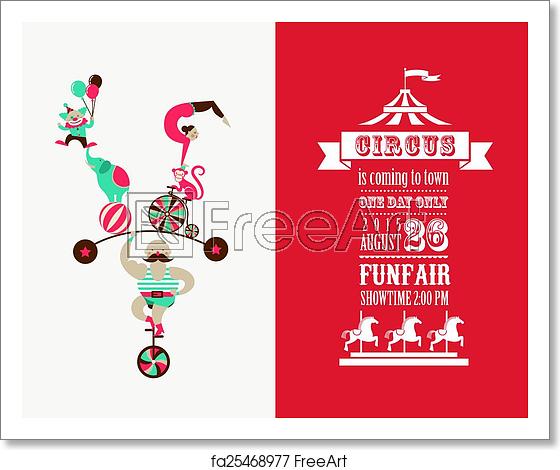 560x470 Free Art Print Of Vintage Poster With Carnival, Fun Fair, Circus