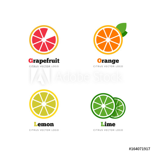 500x500 Citrus Vector Logo Grapefruit, Orange, Lemon And Lime