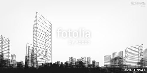 Perspective Render Of Building Wireframe Vector Wireframe City 500x250 Perspective Render Of Building Wireframe Vector Wireframe City