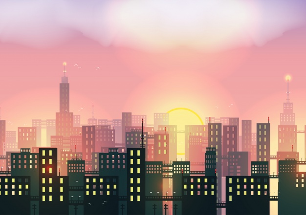 Sunset In The City Background Vector Free Download 626x441 Sunset In The City Background Vector Free Download