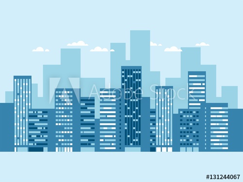 Urban Landscape With Buildings And Clouds Blue City Silhouette 500x375 Urban Landscape With Buildings And Clouds Blue City Silhouette