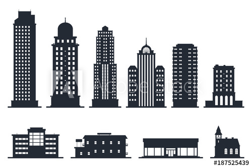 500x334 City Buildings Silhouette Vector Illustration Isolated On White