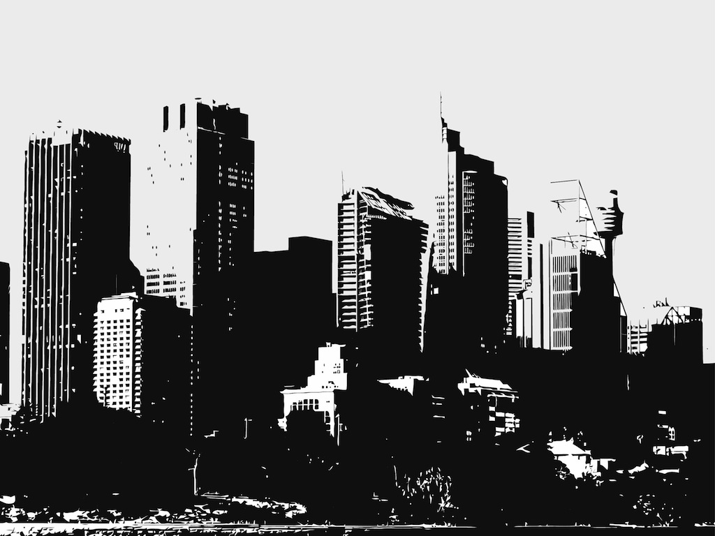 1024x768 Big City Buildings Vector Art Graphics