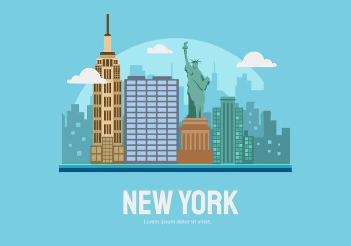 700x490 New York City Building Vector Flat Illustration