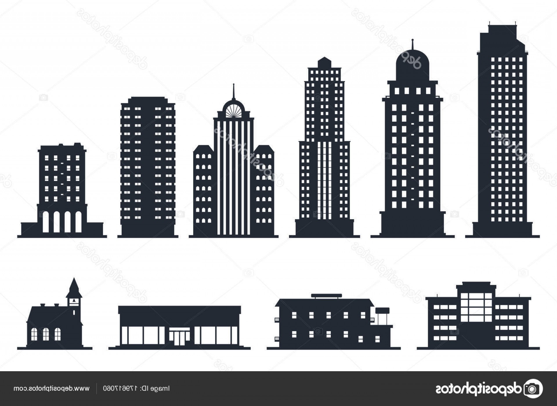 1920x1400 Stock Illustration City Buildings Silhouette Vector Illustration