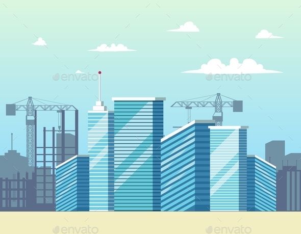 590x459 Vector Building Vector Concept Modern City Construction Buildings