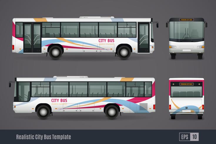 735x490 City Bus Colored Realistic Images