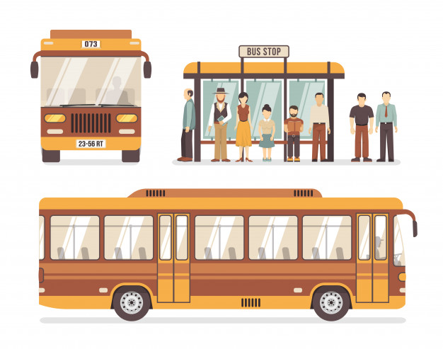 626x493 City Bus Stop Flat Icons Vector Free Download