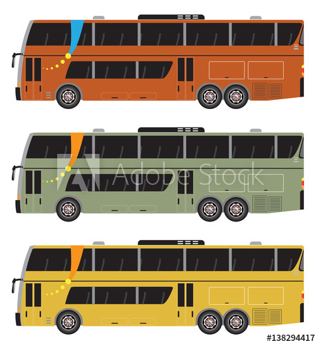 463x500 Set Of Double Deck City Bus Vector Isolated