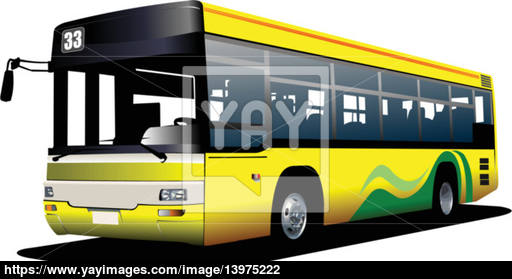 512x279 Yellow City Bus Coach Vector Illustration Vector