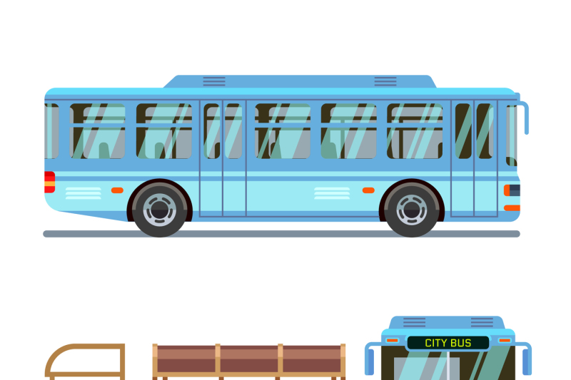 800x533 Bus Stop And City Bus Vector Illustration