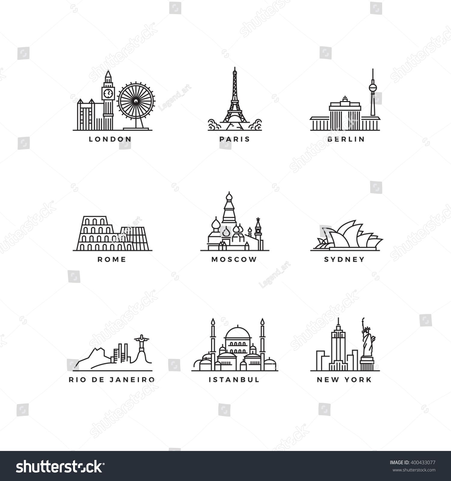 Set Of Line Art Vector Cities Design Template Icons City Icon 1500x1600 Set Of Line Art Vector Cities Design Template Icons City Icon