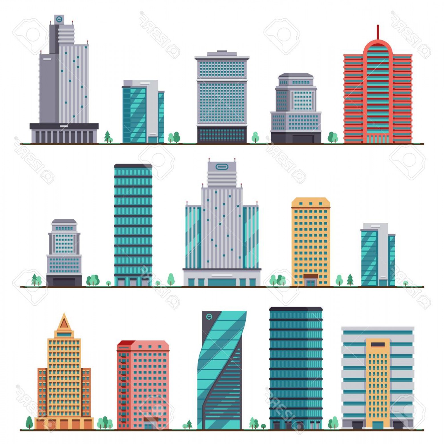 Photostock Vector Buildings And Modern City Houses Flat Vector 1558x1560 Photostock Vector Buildings And Modern City Houses Flat Vector