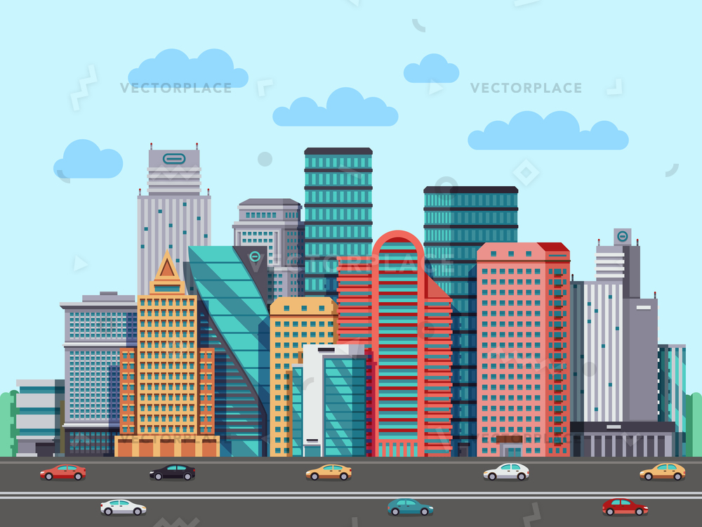 1000x750 City Buildings Panorama Urban Architecture Cityscape Vector