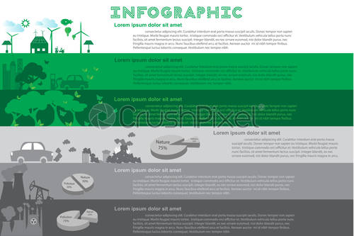 500x333 Green City Infographic Set With Charts And Other Elements Vector