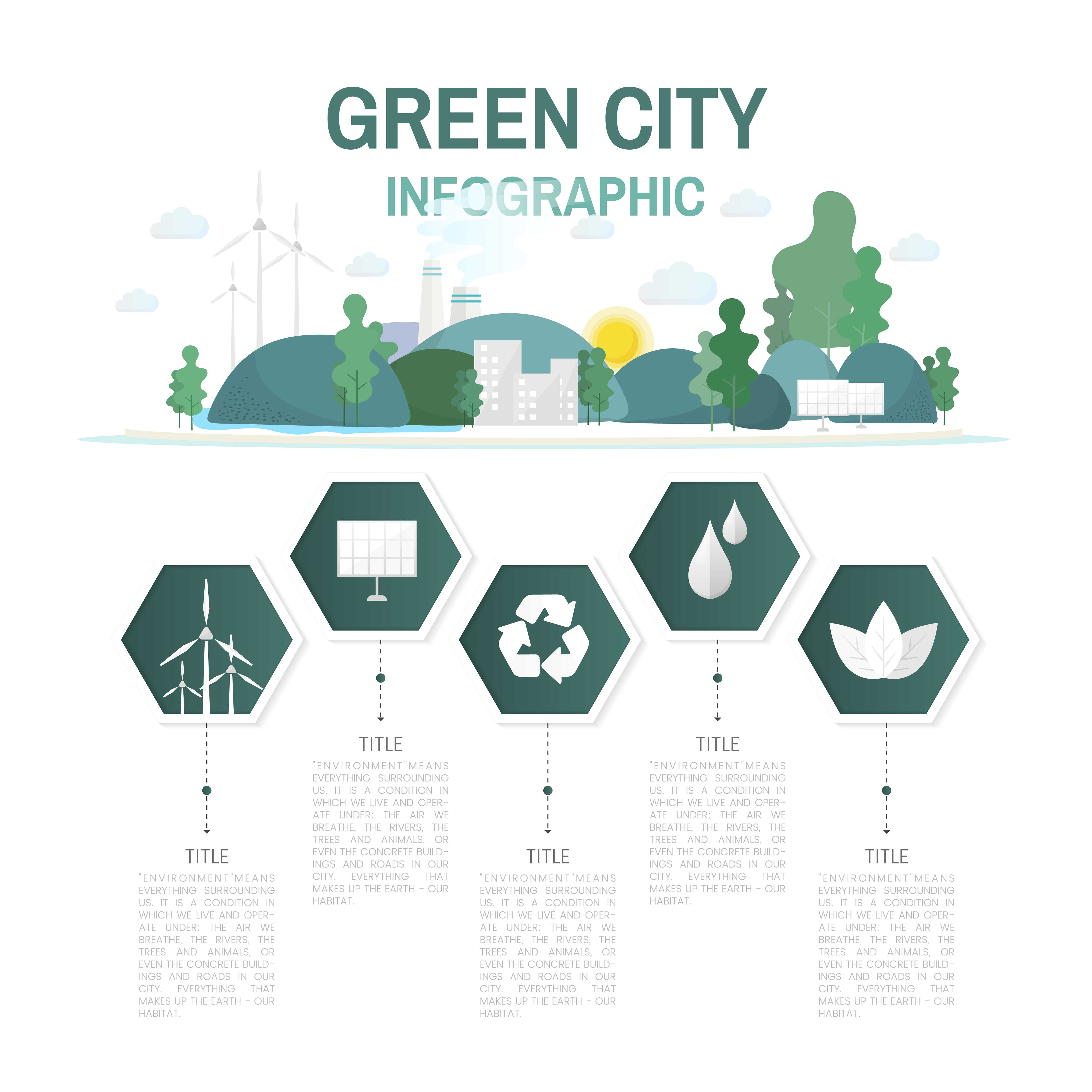 5000x5000 Green City Infographic Environmental Conservation Vector