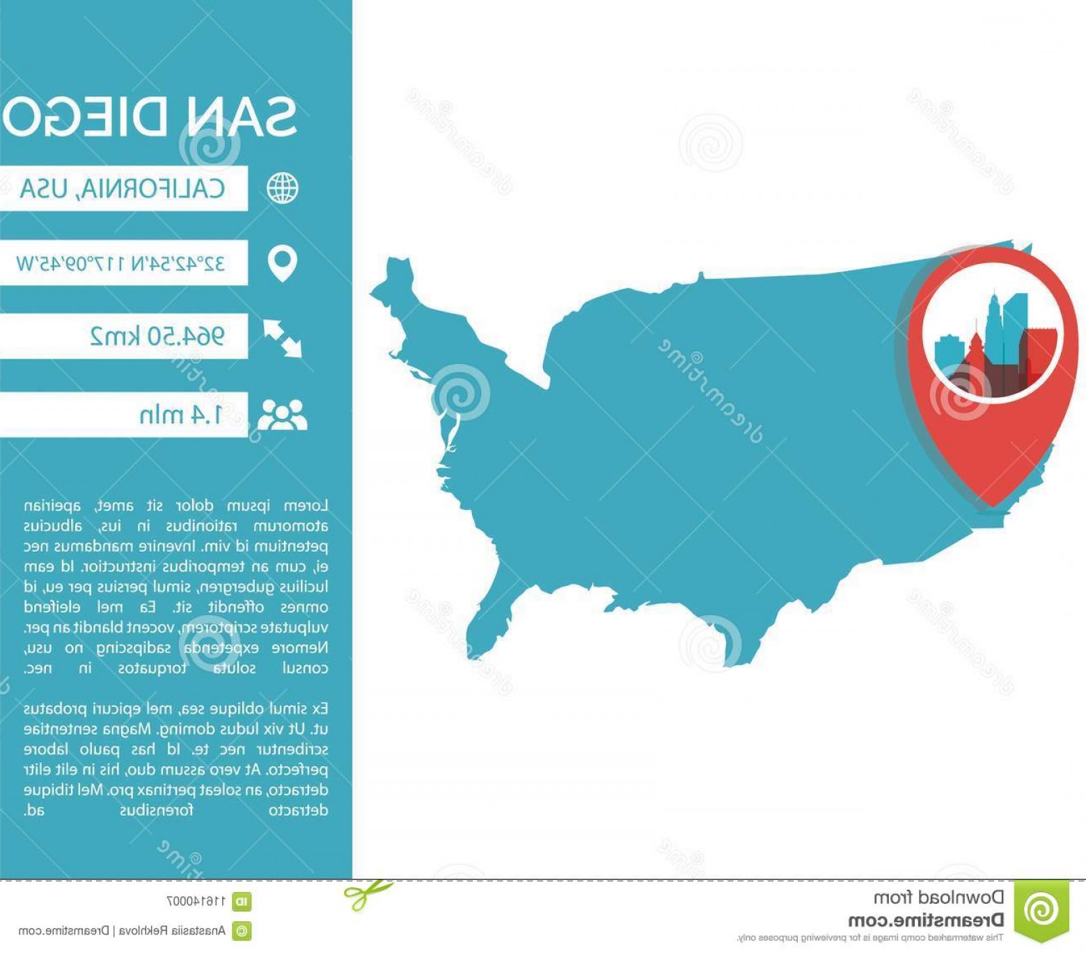 1560x1371 San Diego Map Infographic Vector Isolated Illustration Pin Point