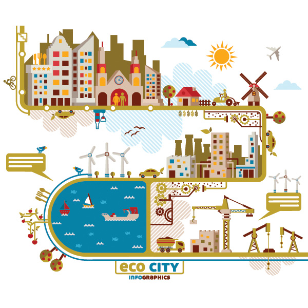 600x600 City Infographics Vector Background